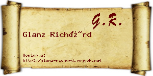 Glanz Richárd névjegykártya
