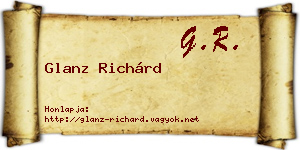 Glanz Richárd névjegykártya